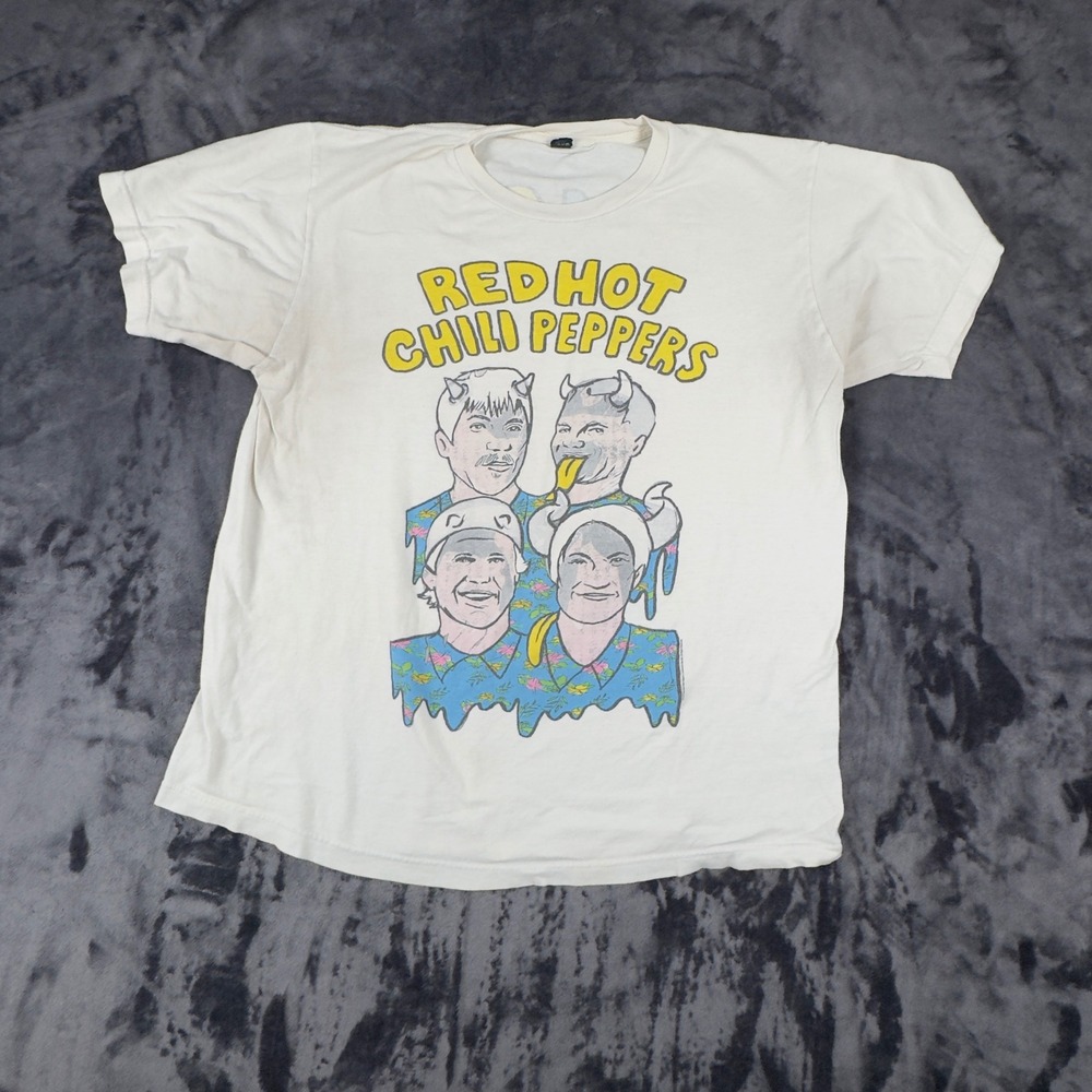 Red Hot Chili Peppers T-Shirt Mens Large White 2017 Tour Graphic Concert Tee